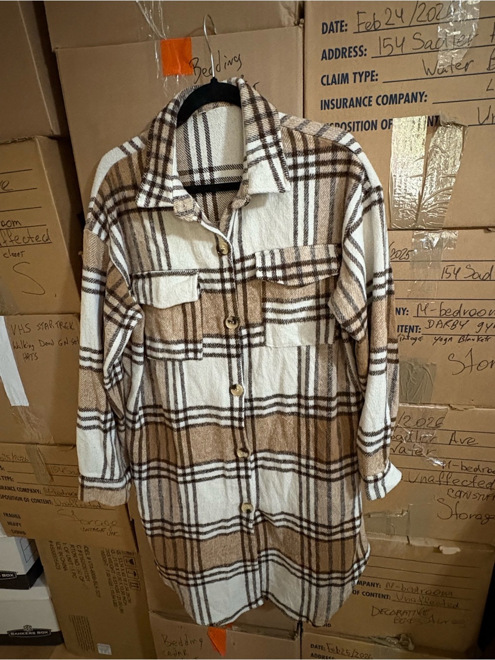 Unbranded Women’s Brown & Cream Plaid Shacket